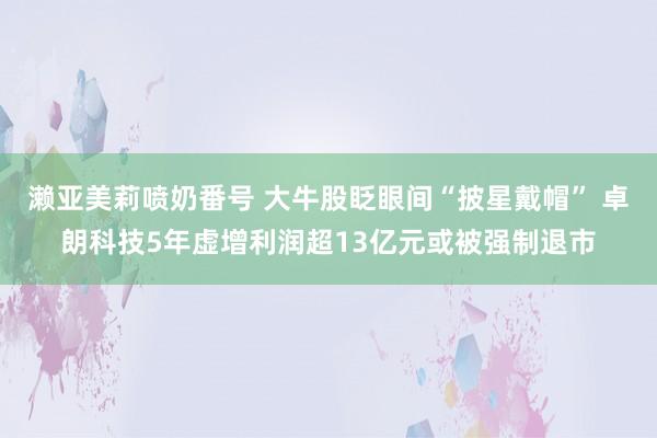 濑亚美莉喷奶番号 大牛股眨眼间“披星戴帽” 卓朗科技5年虚增利润超13亿元或被强制退市