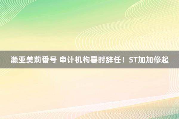 濑亚美莉番号 审计机构霎时辞任！ST加加修起